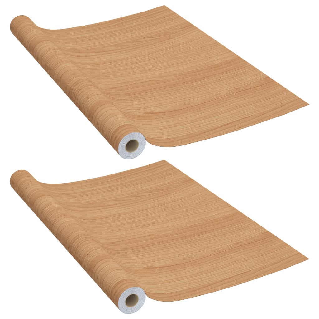 Set de 2 folii de tapet autoadeziv pentru mobilier vidaXL, PVC, 500 x 90 cm, texturat, Bej