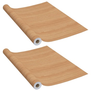 Set de 2 folii de tapet autoadeziv pentru mobilier vidaXL, PVC, 500 x 90 cm, texturat, Bej Set de 2 folii de tapet autoadeziv pentru mobilier vidaXL, PVC, 500 x 90 cm, texturat, Bej