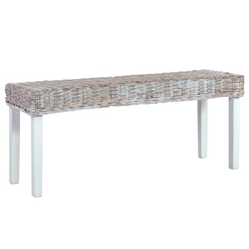 Banca/Canapea pentru hol din lemn masiv de mango, vidaXL, Ratan, 110 x 35 x 45 cm, Alb Banca/Canapea pentru hol din lemn masiv de mango, vidaXL, Ratan, 110 x 35 x 45 cm, Alb