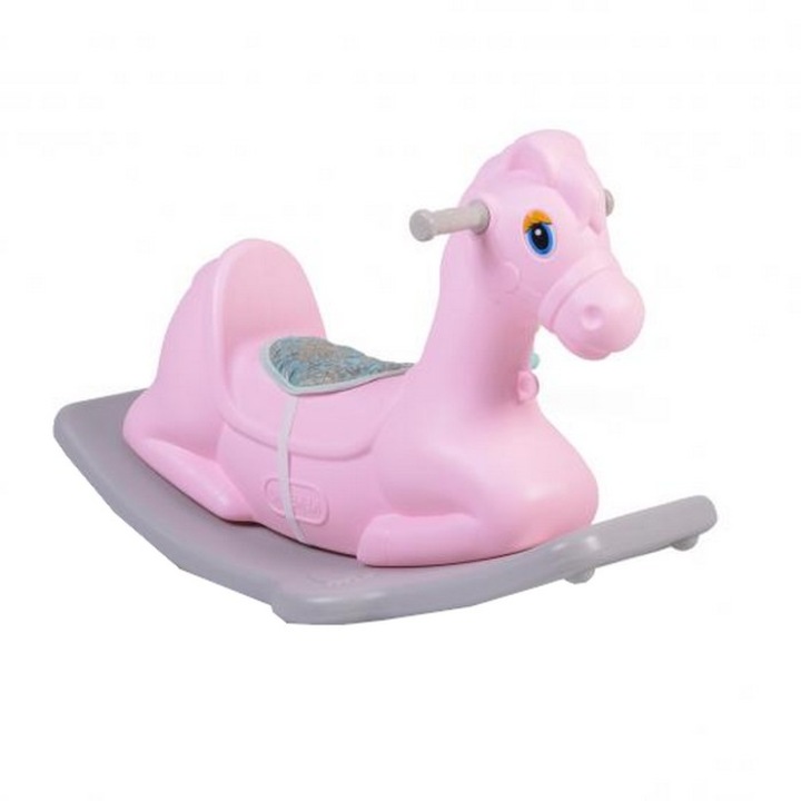 Детско люлеещо се конче NOVOKIDS™ Napoleon Horsee, С подвижна музикална играчка, Люлееща се платформа, Размери 80x50x40 см, макс. 50 кг, Модел на конче, Розов