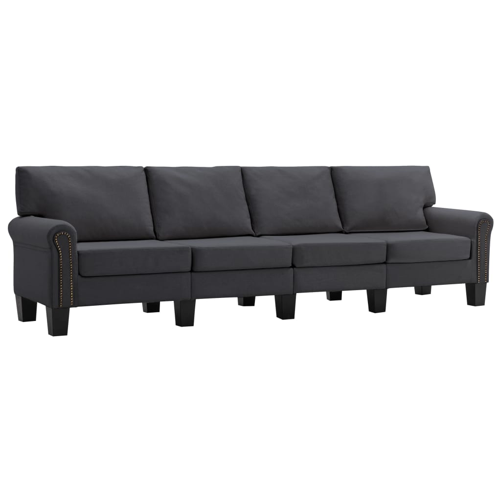 Canapea tapitata cu 4 locuri vidaXL, Tesatura, 254 x 70 x 75 cm Gri inchis