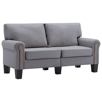 Canapea tapitata cu 2 locuri vidaXL, Tesatura, 145 x 70 x 75 cm Gri deschis Canapea tapitata cu 2 locuri vidaXL, Tesatura, 145 x 70 x 75 cm Gri deschis