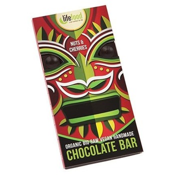 Ciocolata cu cirese si nuci raw bio fara gluten Lifefood, 70g Ciocolata cu cirese si nuci raw bio fara gluten Lifefood, 70g