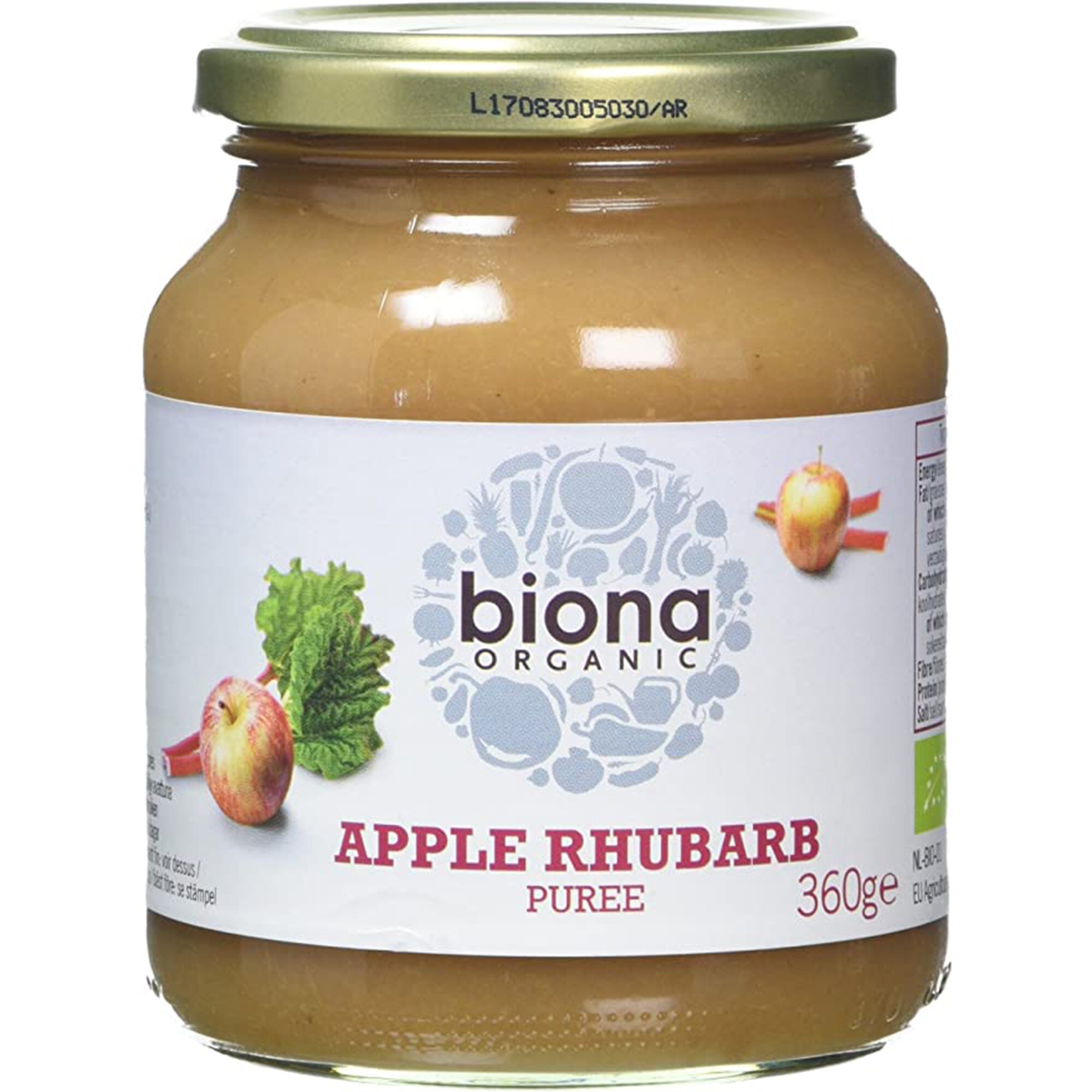Piure de mere si rubarba bio Biona, 360g