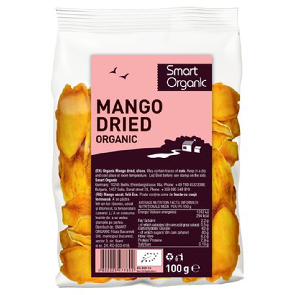 Mango uscat felii bio Smart Organic, 100g