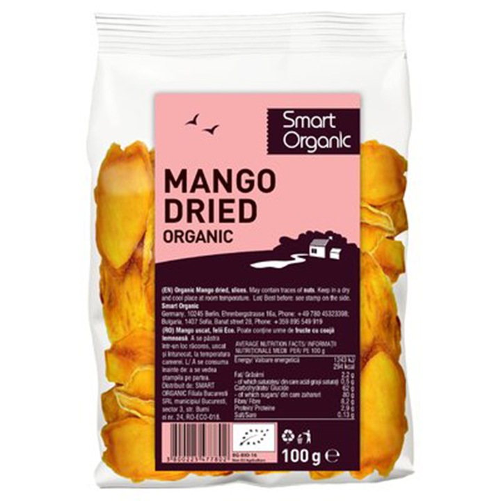 Mango uscat felii bio Smart Organic, 100g