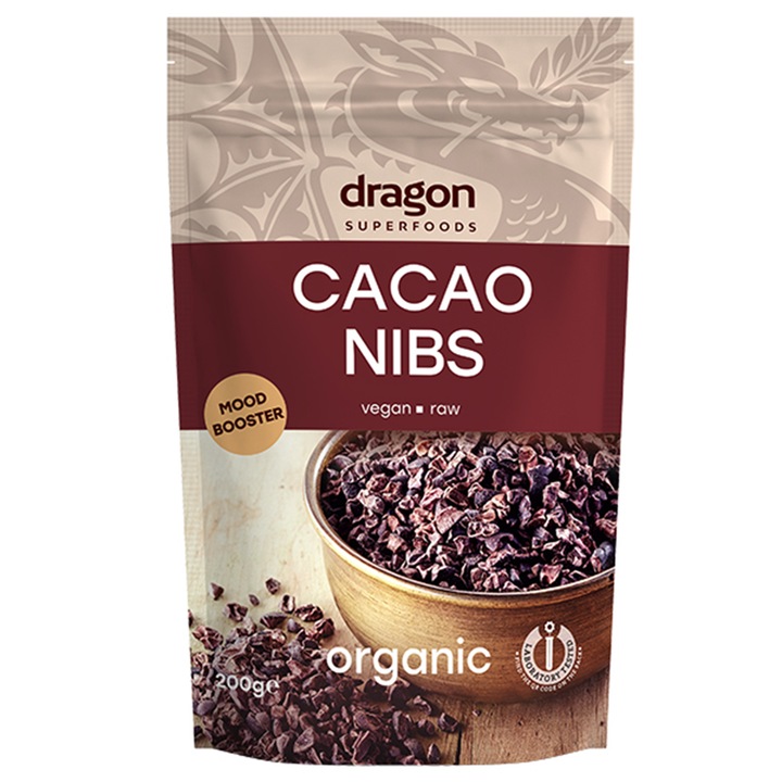 Miez din Boabe de Cacao Bio Raw Vegan Dragon Superfoods 200 g