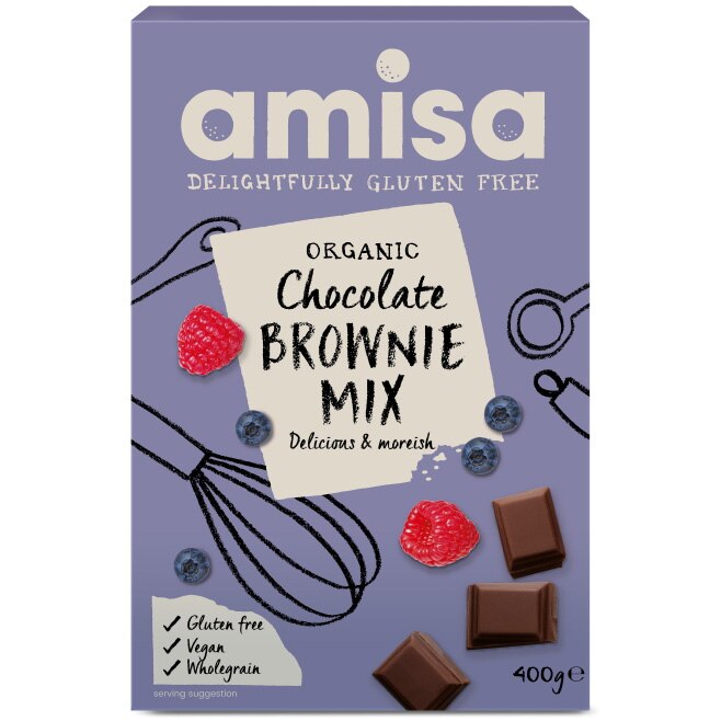 Mix pentru prajitura brownie bio fara gluten Amisa, 400g
