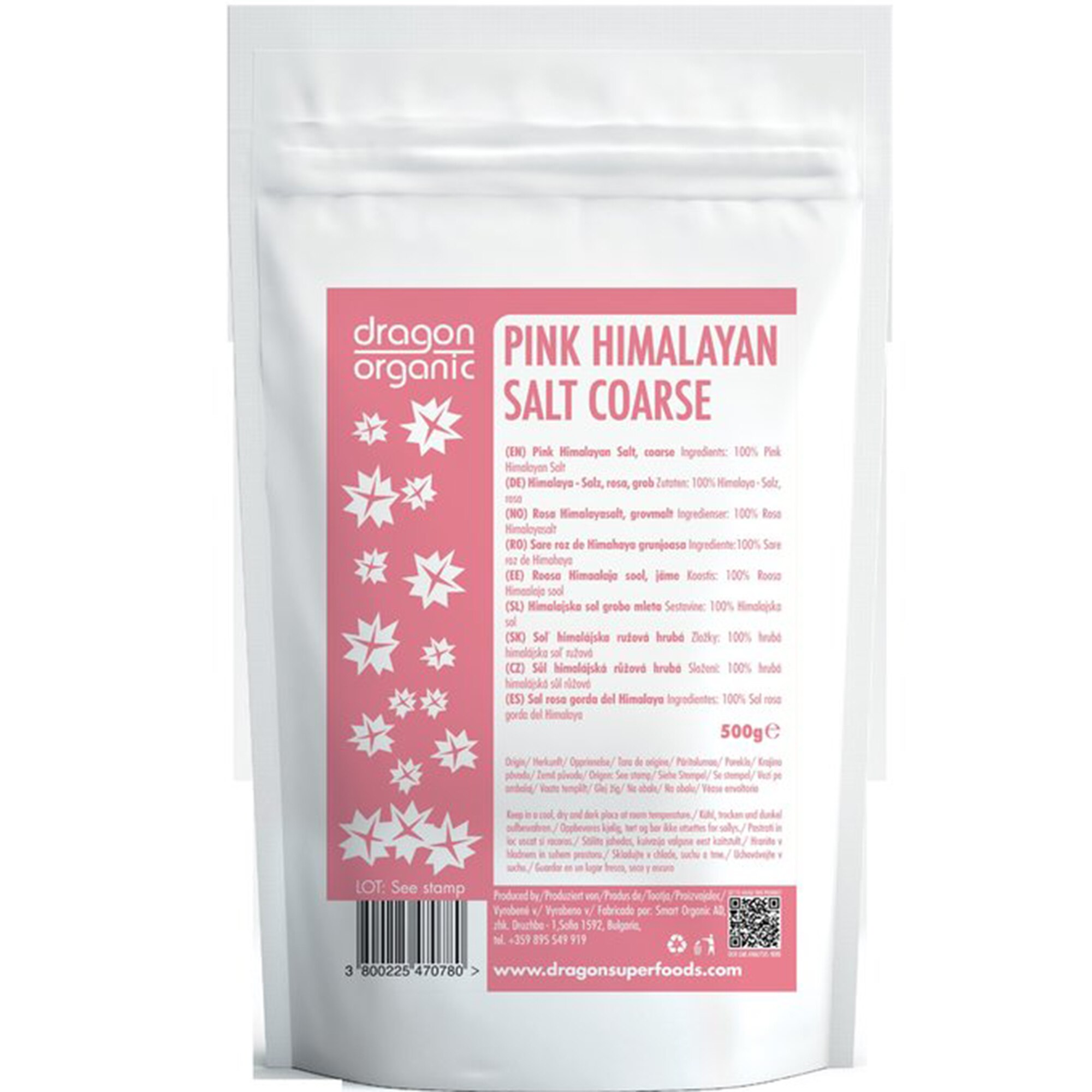 Sare roz de himalaya grunjoasa Smart Organic, 500g