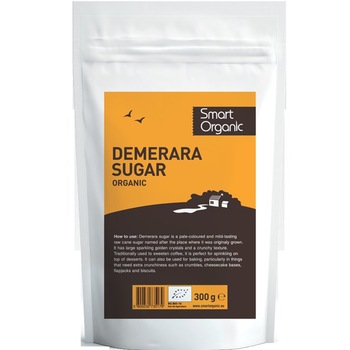 Zahar brun demerara din trestie bio Smart Organic, 300g Zahar brun demerara din trestie bio Smart Organic, 300g