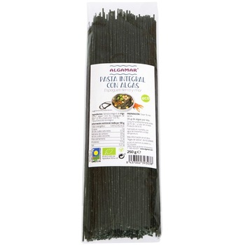 Spaghetti integrale grau dur cu alge marine bio Algamar, 250g Spaghetti integrale grau dur cu alge marine bio Algamar, 250g