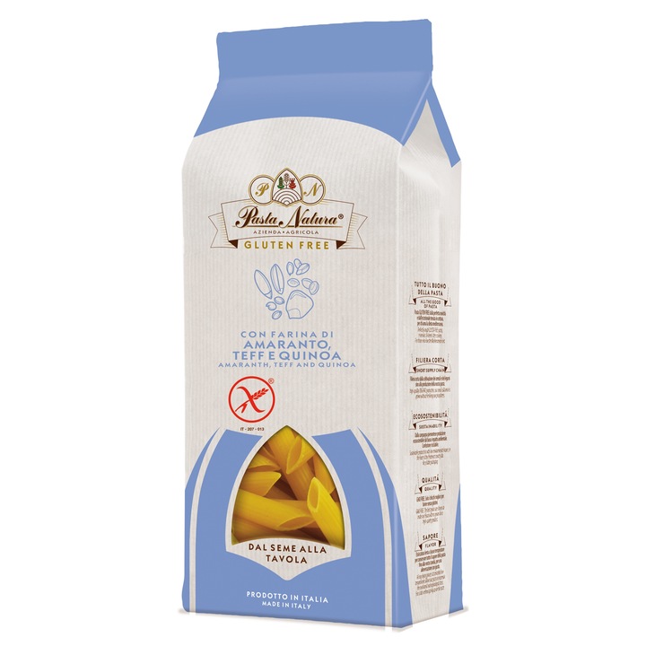 Penne din amarant, teff si quinoa bio fara gluten Pasta Natura, 250g