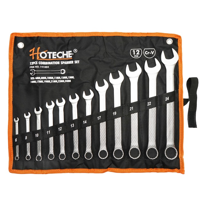 Set chei combinate fixe si inelare 12 buc 6-24mm in husa textila Hoteche