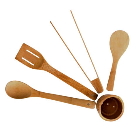 Set 5 ustensile bucatarie, 100% Bambus Natural