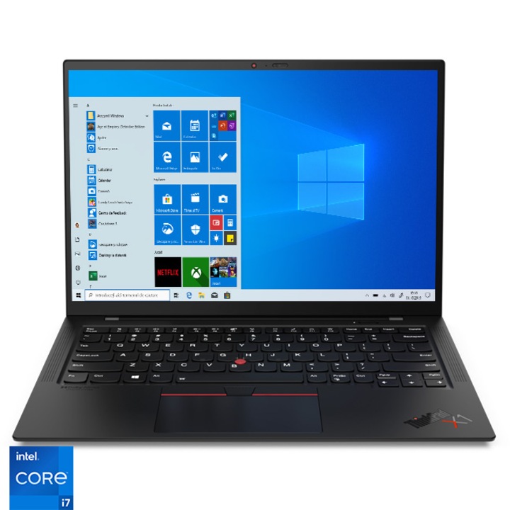 Лаптоп Ultrabook Lenovo ThinkPad X1 Carbon 9th Gen, Intel® Core™ i7-1165G7, 14", 16GB, SSD 512GB, Intel® Iris® Xᵉ Graphics, Windows 10 Pro, Black
