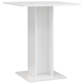 Masa bistro pentru 2 persoane din pal extralucios vidaXL, PAL, 60 x 60 x 75 cm, Alb Masa bistro pentru 2 persoane din pal extralucios vidaXL, PAL, 60 x 60 x 75 cm, Alb