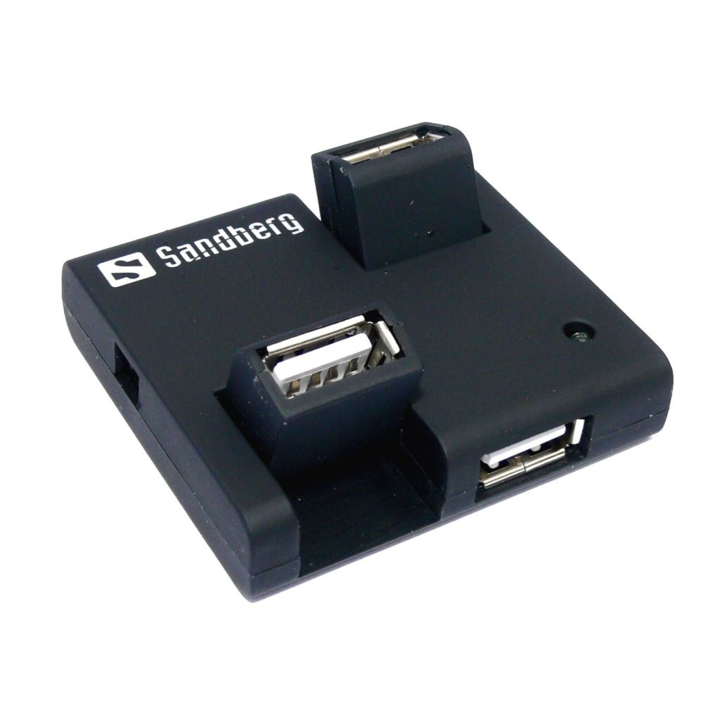 Hub USB 2.0 Sandberg 133-67, 4 porturi USB, negru