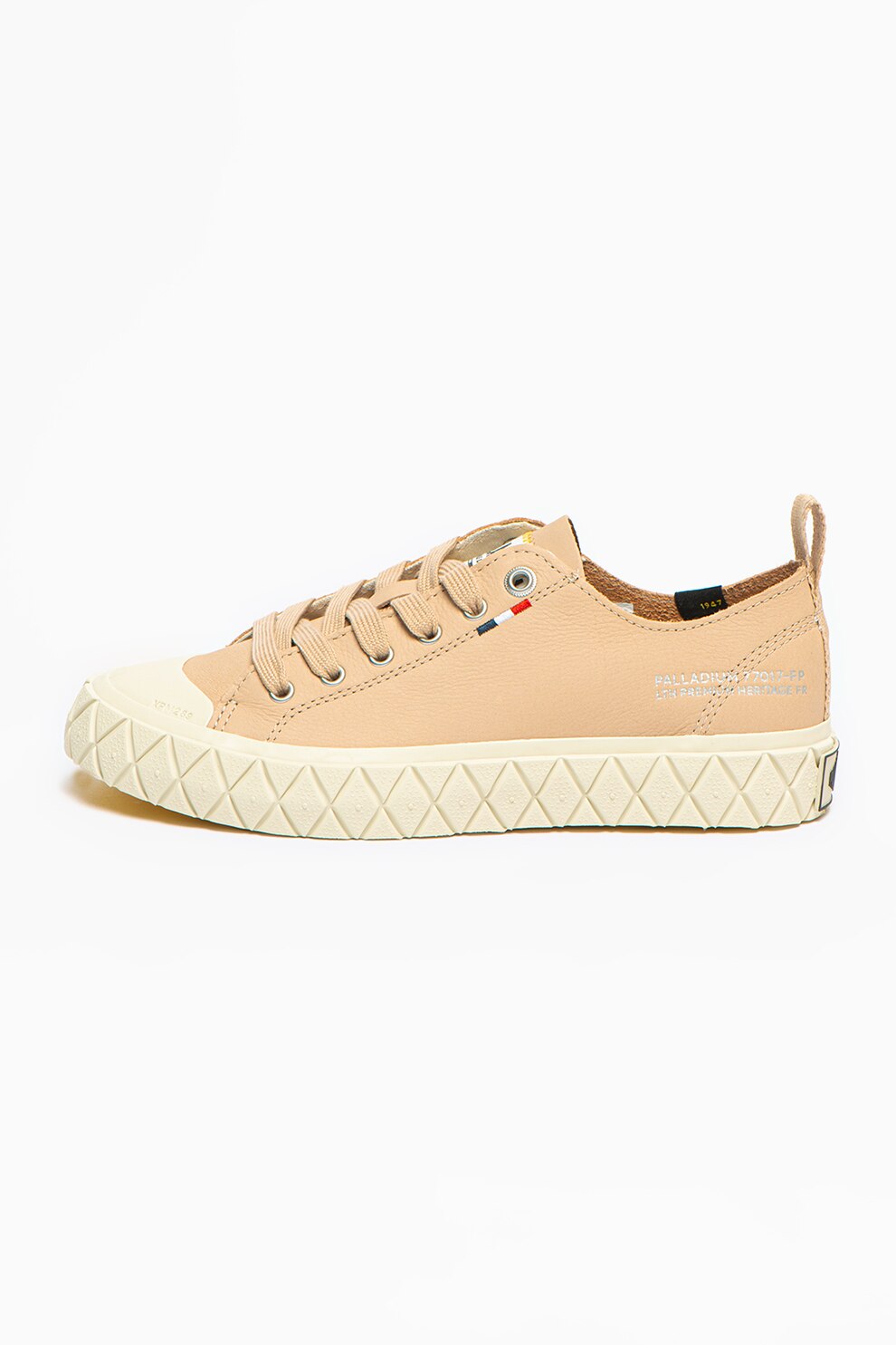 Palladium, Pantofi sport unisex de piele cu logo, Bej