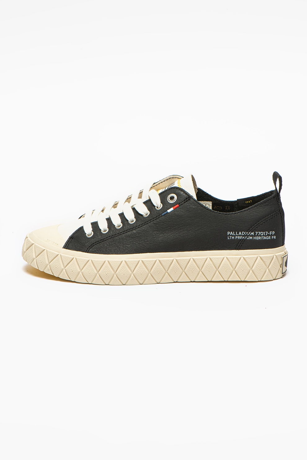 Palladium, Tenisi de piele unisex cu talpa texturata Ace, Negru/Alb