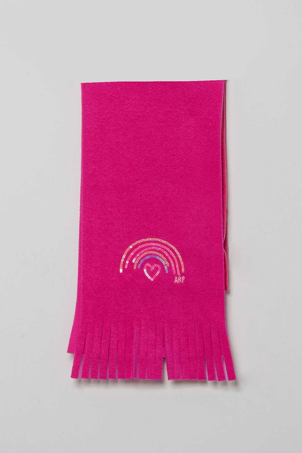 Agatha Ruiz de la Prada, Fular din material fleece cu aplicatie curcubeu din paiete, Fucsia, 1-3Y Standard
