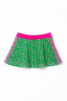 Agatha Ruiz de la Prada, Fusta evazata cu model logo, Verde/Roz/Albastru Agatha Ruiz de la Prada, Fusta evazata cu model logo, Verde/Roz/Albastru