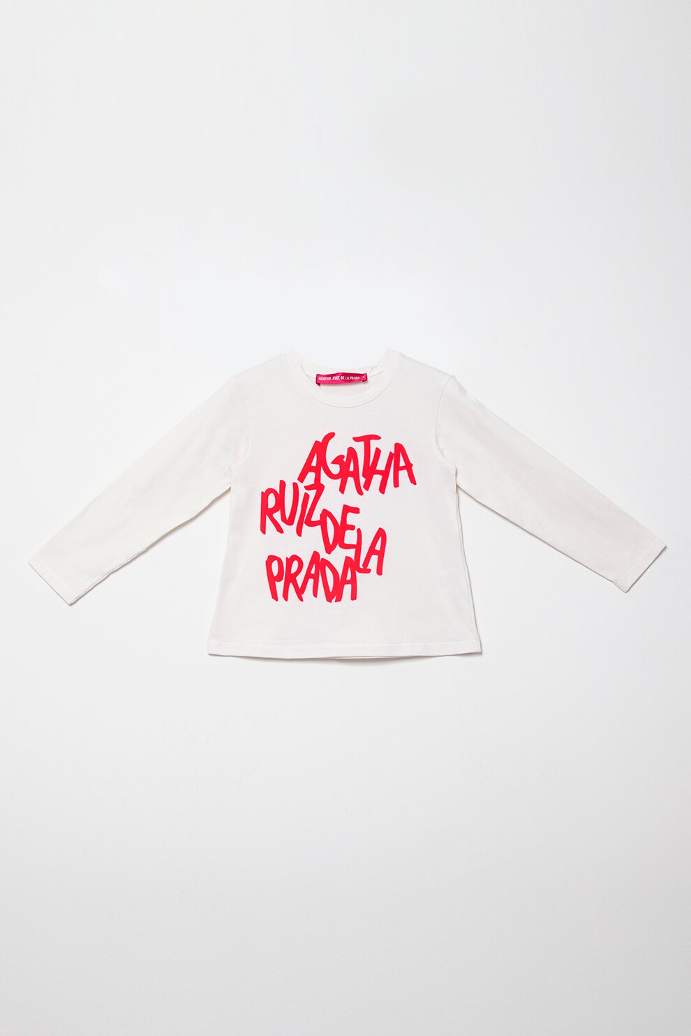 Agatha Ruiz de la Prada, Bluza cu decolteu la baza gatului si logo supradimensionat, Alb prafuit/Rosu