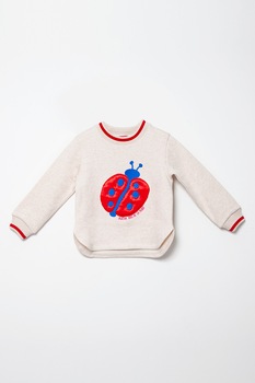 Agatha Ruiz de la Prada, Bluza sport cu aplicatie frontala, maro melange deschis, rosu,albastru Agatha Ruiz de la Prada, Bluza sport cu aplicatie frontala, maro melange deschis, rosu,albastru