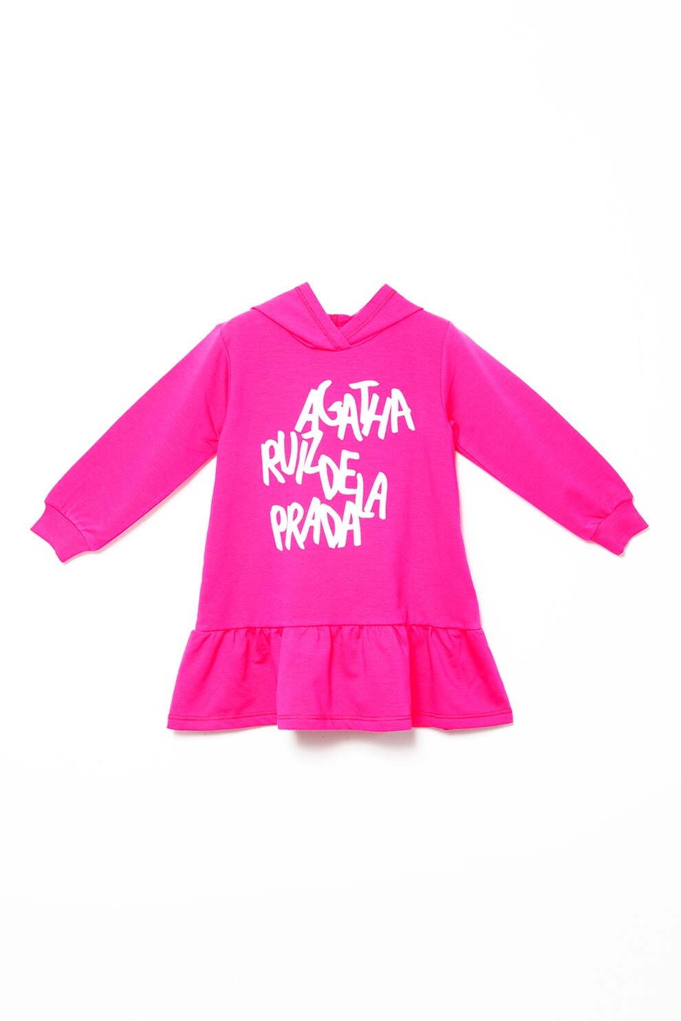 Agatha Ruiz de la Prada, Rochie cu gluga si terminatie evazata, Fucsia/Alb