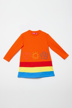 Agatha Ruiz de la Prada, Rochie cu decolteu la baza gatului si model colorblock, Oranj mandarina/Albastru/Galben Agatha Ruiz de la Prada, Rochie cu decolteu la baza gatului si model colorblock, Oranj mandarina/Albastru/Galben