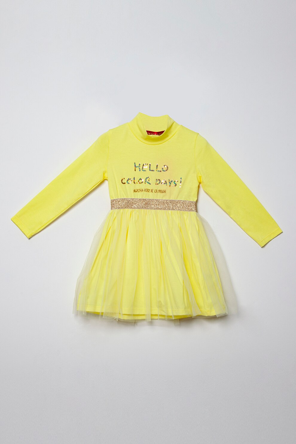 Agatha Ruiz de la Prada, Rochie evazata cu strat exterior din tul, Galben/Auriu