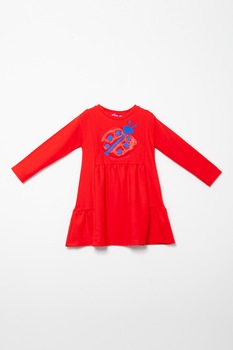 Agatha Ruiz de la Prada, Rochie evazata cu imprimeu grafic, Rosu vermillon/Albastru Agatha Ruiz de la Prada, Rochie evazata cu imprimeu grafic, Rosu vermillon/Albastru