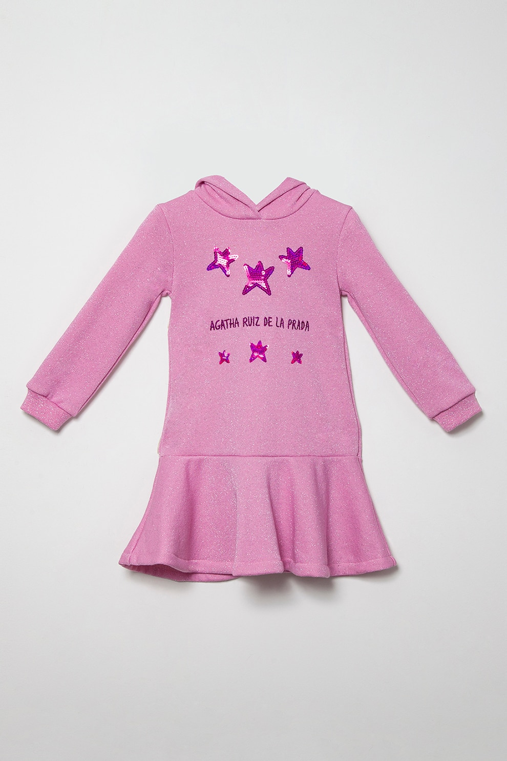 Agatha Ruiz de la Prada, Rochie cu gluga, insertii straluctioare si paiete, Roz