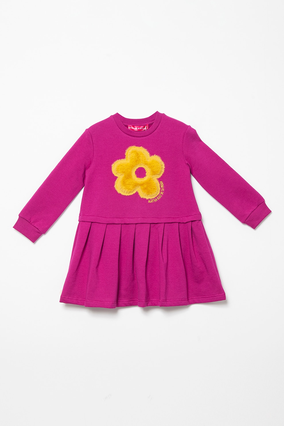 Agatha Ruiz de la Prada, Rochie sport cu aplicatii florale si terminatie evazata, Roz zmeuriu/Galben