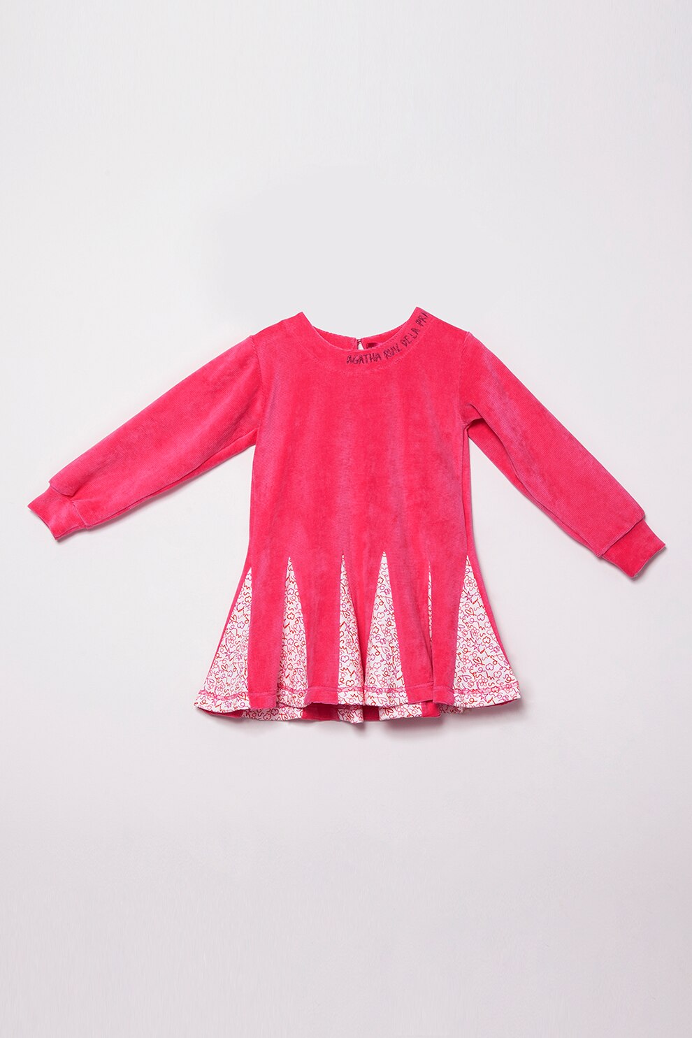 Agatha Ruiz de la Prada, Rochie sport cu terminatie evazata si garnituri cu imprimeu, Rosu vermillion/Alb