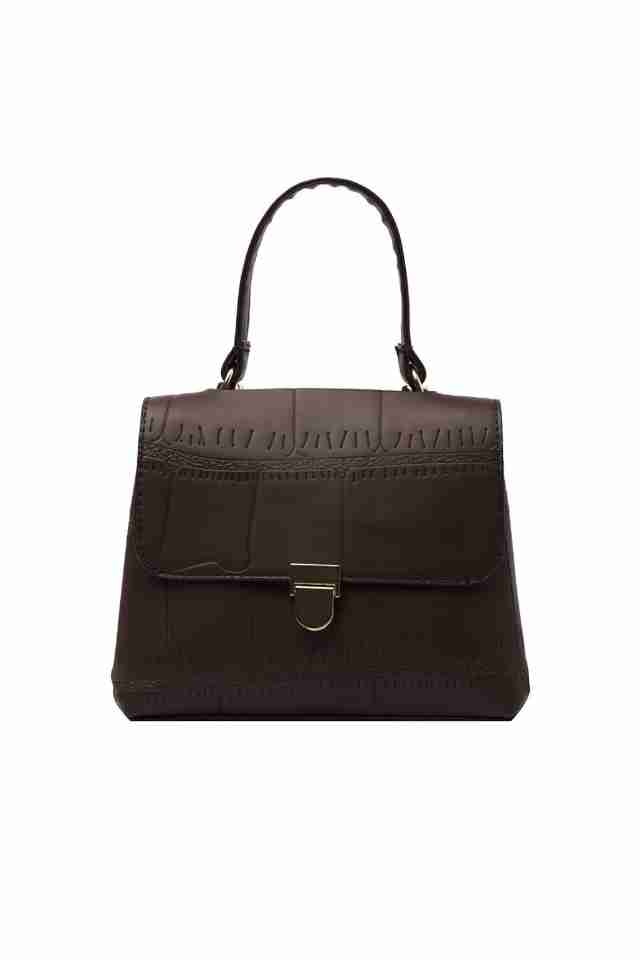 Geanta de dama Sia maro inchis din piele ecologica cu maner, dimensiuni 20 x 15 x 9 cm