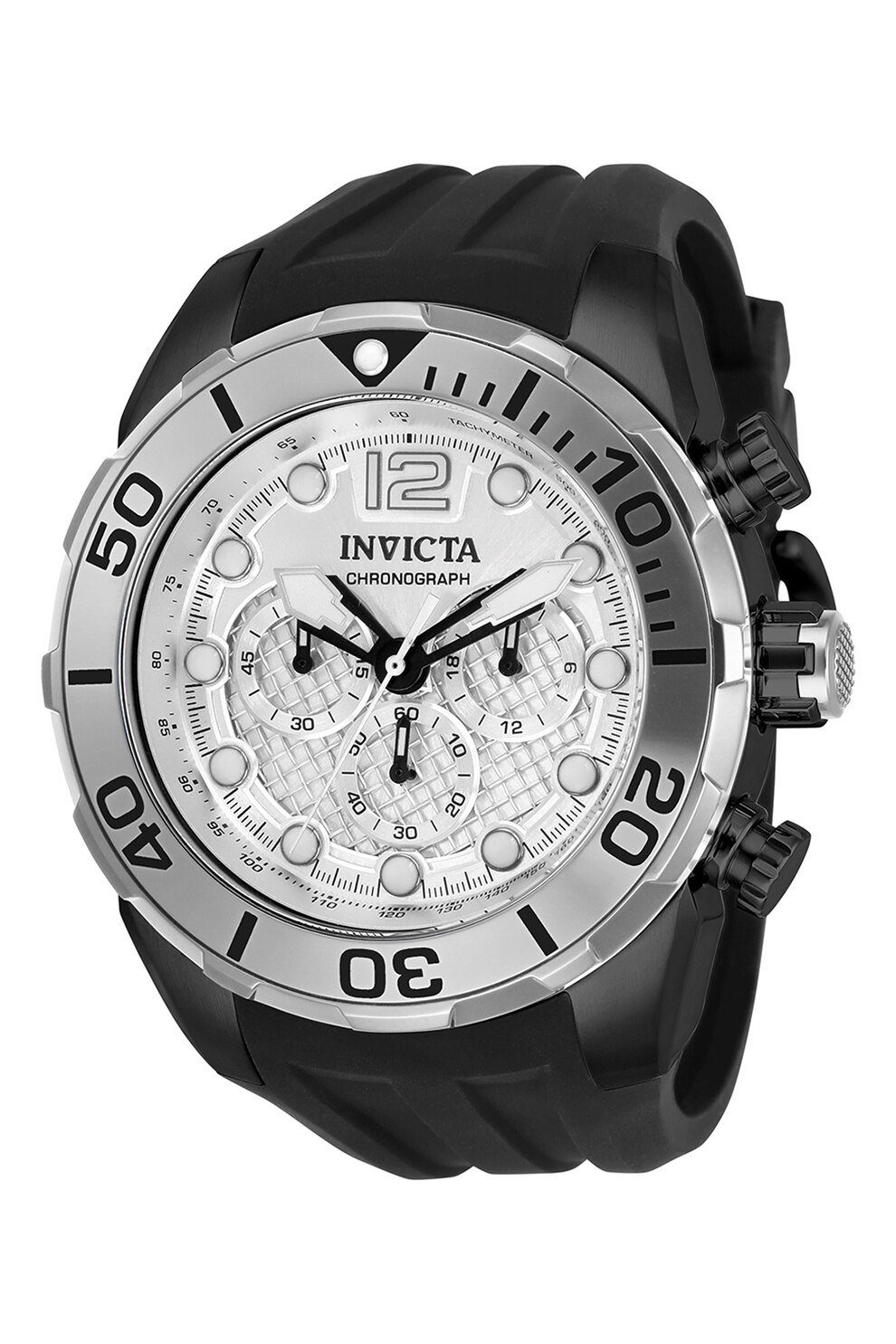 Invicta, Ceas cronograf cu o curea de silicon, Negru