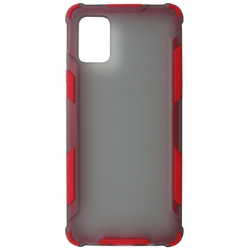 Husa tip capac spate Atlas antisoc plastic gri semitransparent + silicon rosu pentru Samsung Galaxy A51 Husa tip capac spate Atlas antisoc plastic gri semitransparent + silicon rosu pentru Samsung Galaxy A51