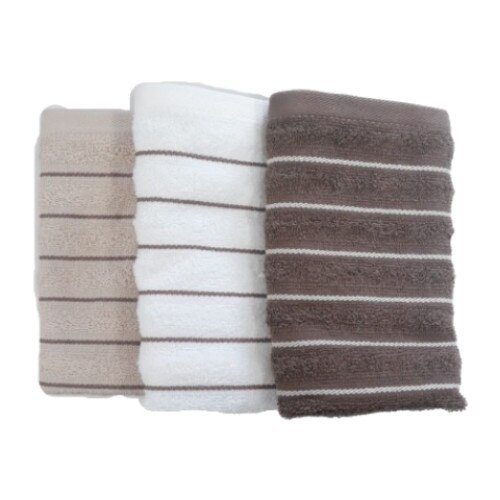 Set 3 prosoape bumbac 100%, 30x50cm, Bahar Home, Crem/Bej/Maro