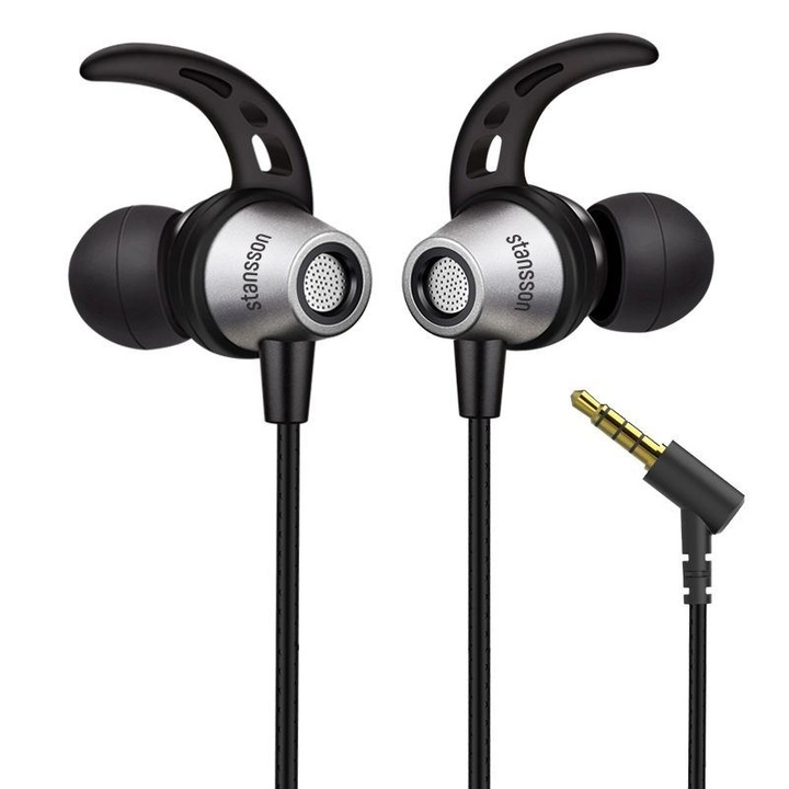 Casti, Stansson, Jack 3.5mm, Negru