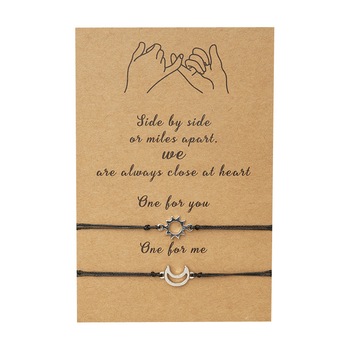 Set bratari cuplu pinki promise, pandativ soare si luna argintiu, reglabile, din sfoara, negre, EFAYN RO Set bratari cuplu pinki promise, pandativ soare si luna argintiu, reglabile, din sfoara, negre, EFAYN RO