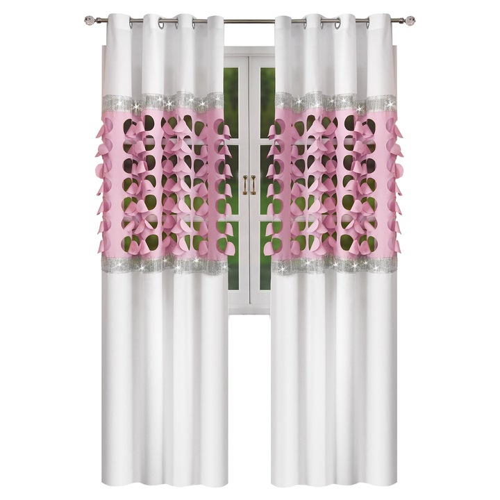 Csíkos függöny, YH3 145 x 250 cm , Rózsaszín