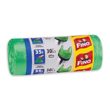 Saci menajeri colorati cu manere Fino, 35L, 30 bucati Saci menajeri colorati cu manere Fino, 35L, 30 bucati