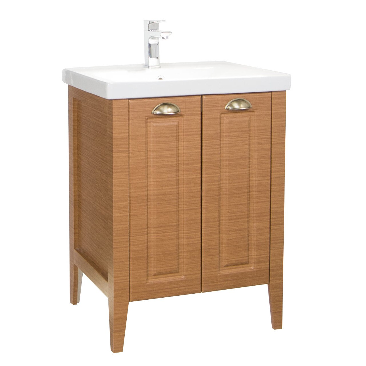 Baza si lavoar Badenmob seria 702 , 60x46cm , Alb / Stejar