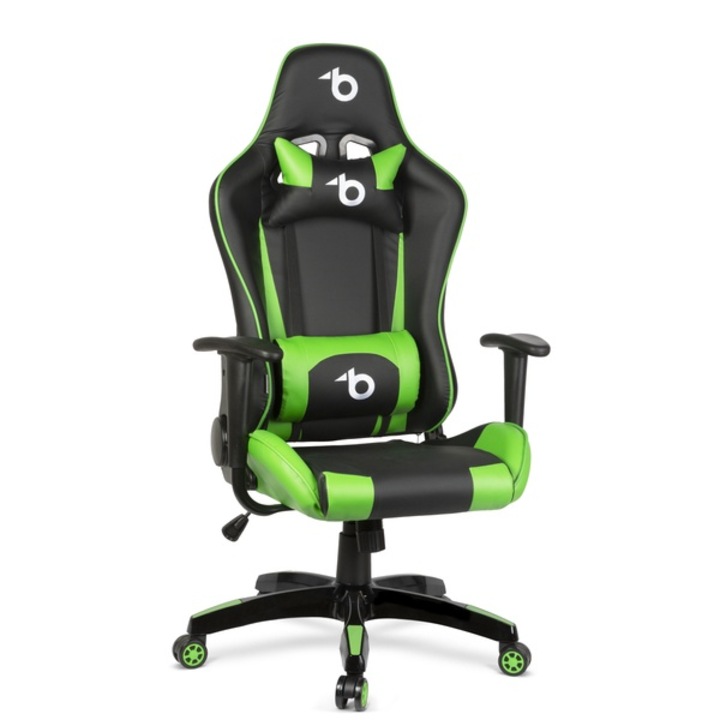 Professzionális Gamer szék 2 db párnával - zöld
