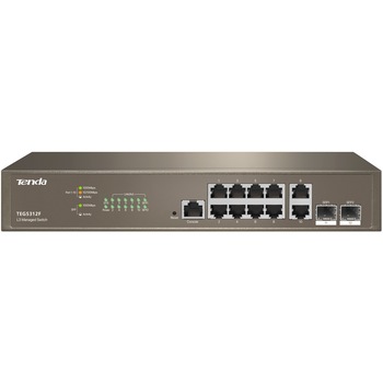 Switch cu management Tenda TEG5312F, Layer-3 , 12 porturi, 10 porturi Gigabit si 2 porturi SFP Switch cu management Tenda TEG5312F, Layer-3 , 12 porturi, 10 porturi Gigabit si 2 porturi SFP