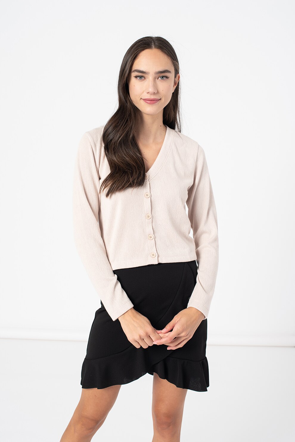 Haily's, Bluza striata cu nasturi Jolien, Maro nisip