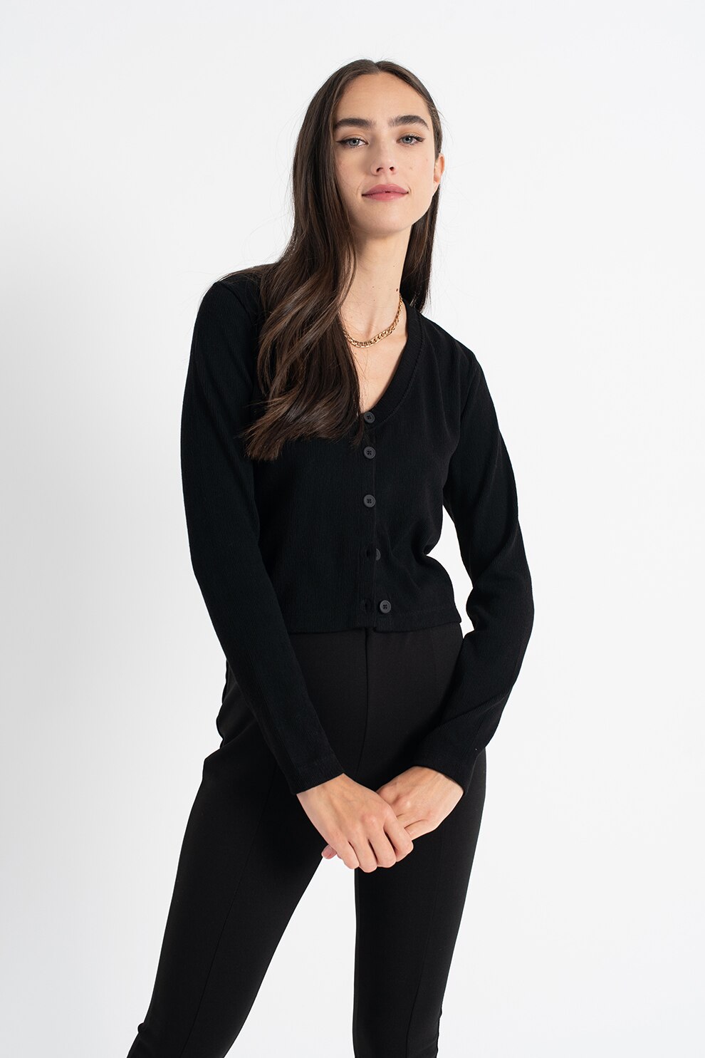Haily's, Bluza striata cu nasturi Jolien, Negru