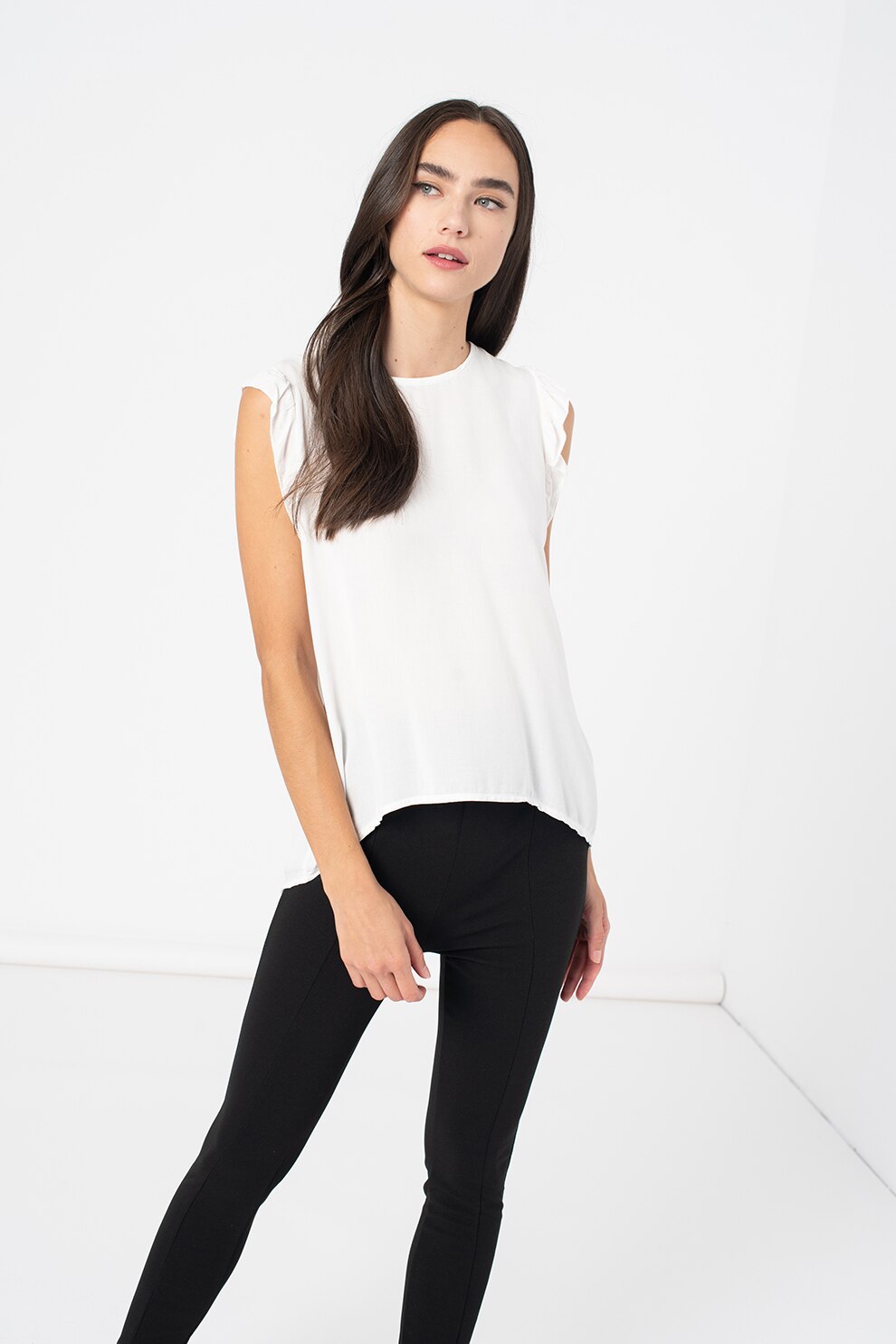 Haily's, Bluza fara maneci, asimetrica Jessica, Alb