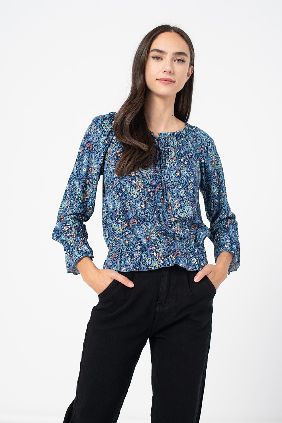 Haily's, Bluza cu model paisley Ena, Maro nisip/Verde sparanghel/Corai