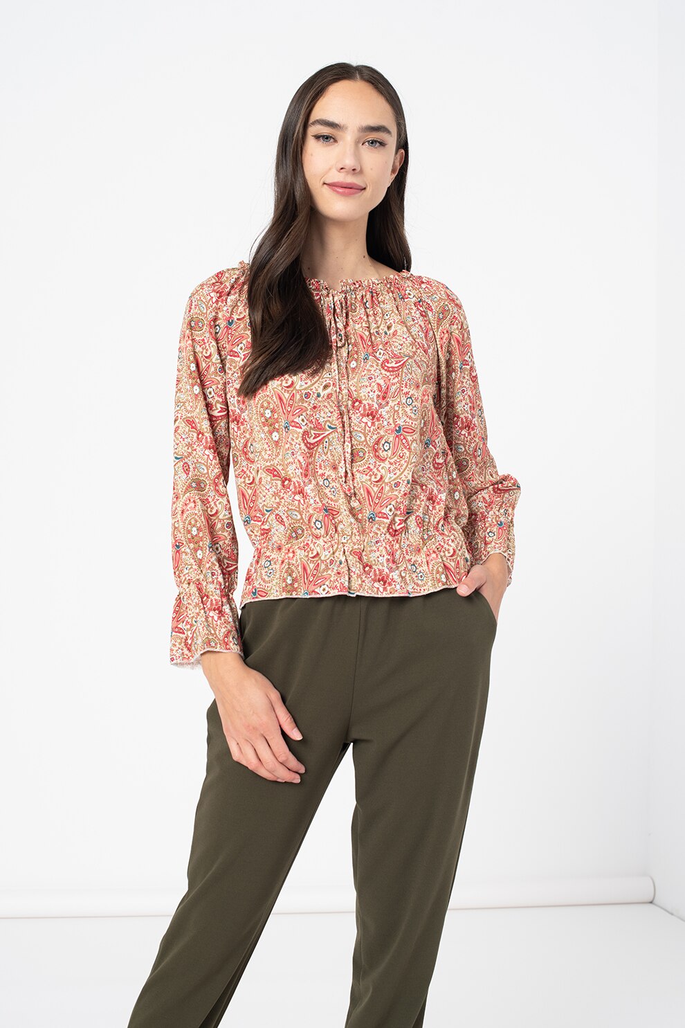 Haily's, Bluza cu model paisley Ena, Albastru lavanda/Bleumarin inchis/Verde persan